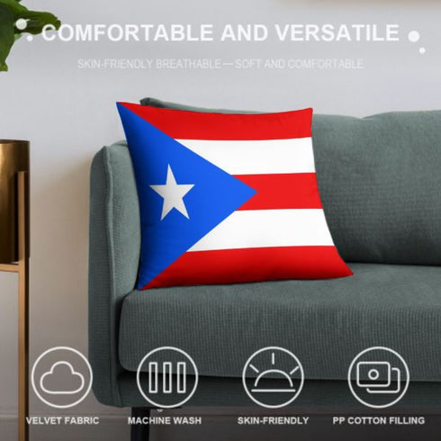 Puerto Rico Flag Throw Pillow - CaribeHeart Puerto Rico